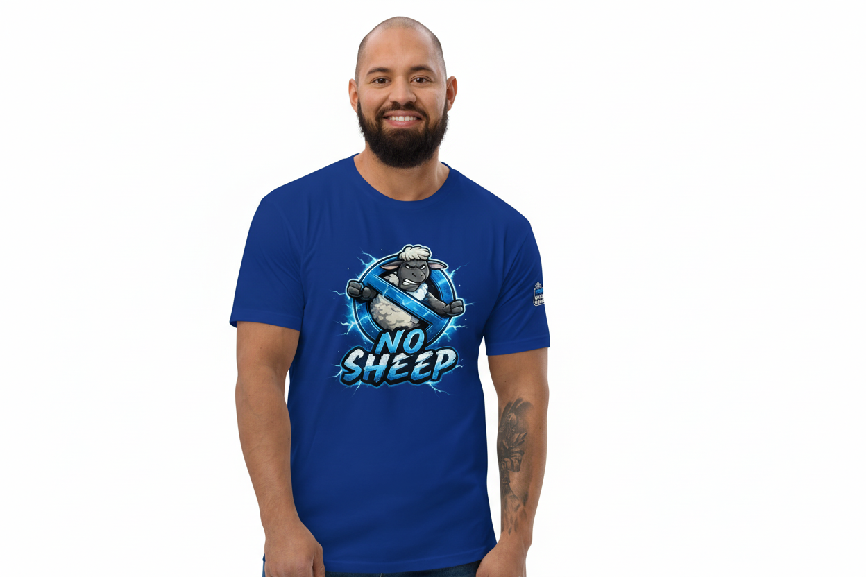 NO SHEEP Royal Blue T-Shirt Front View
